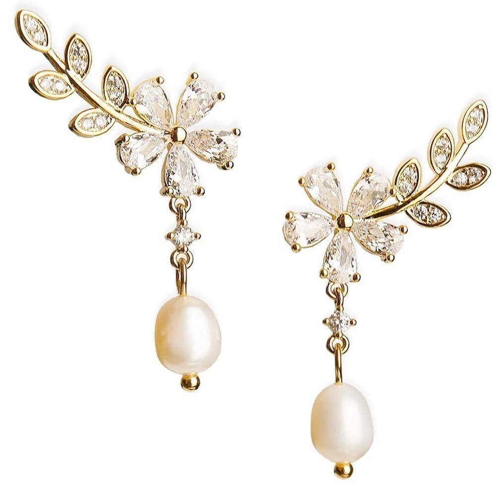 Crystal flower drop earrings #97